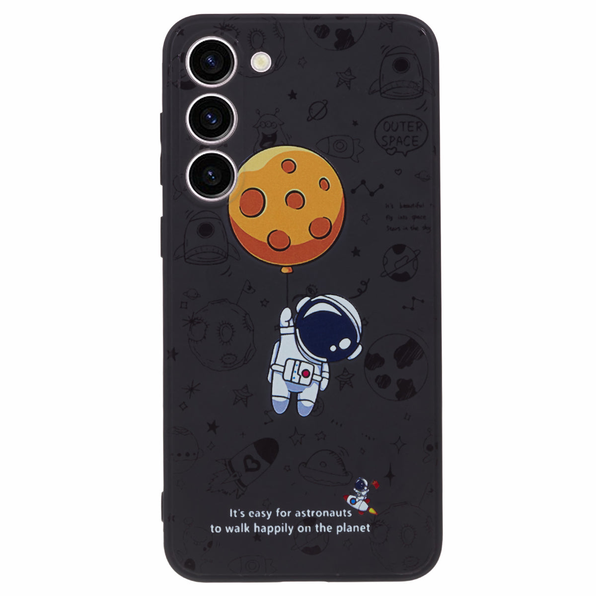 Uniqkart for Samsung Galaxy S23 Cartoon Astronaut Pattern Soft TPU Case Anti-drop Precise Cutout Phone Cover - Style A