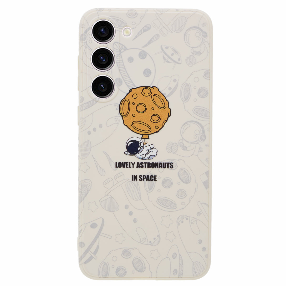 Uniqkart for Samsung Galaxy S23 Cartoon Astronaut Pattern Soft TPU Case Anti-drop Precise Cutout Phone Cover - Style D