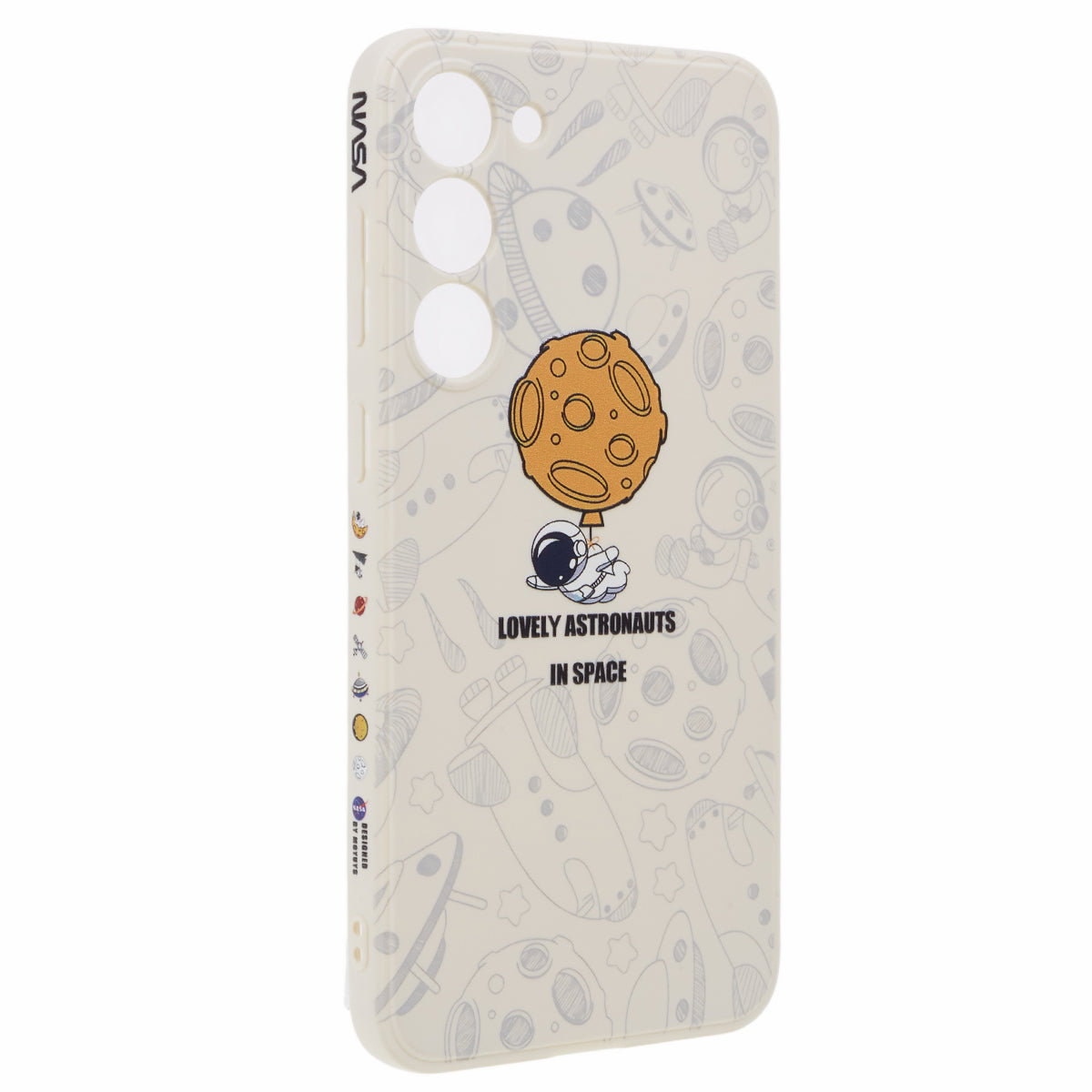 Uniqkart for Samsung Galaxy S23 Cartoon Astronaut Pattern Soft TPU Case Anti-drop Precise Cutout Phone Cover - Style D