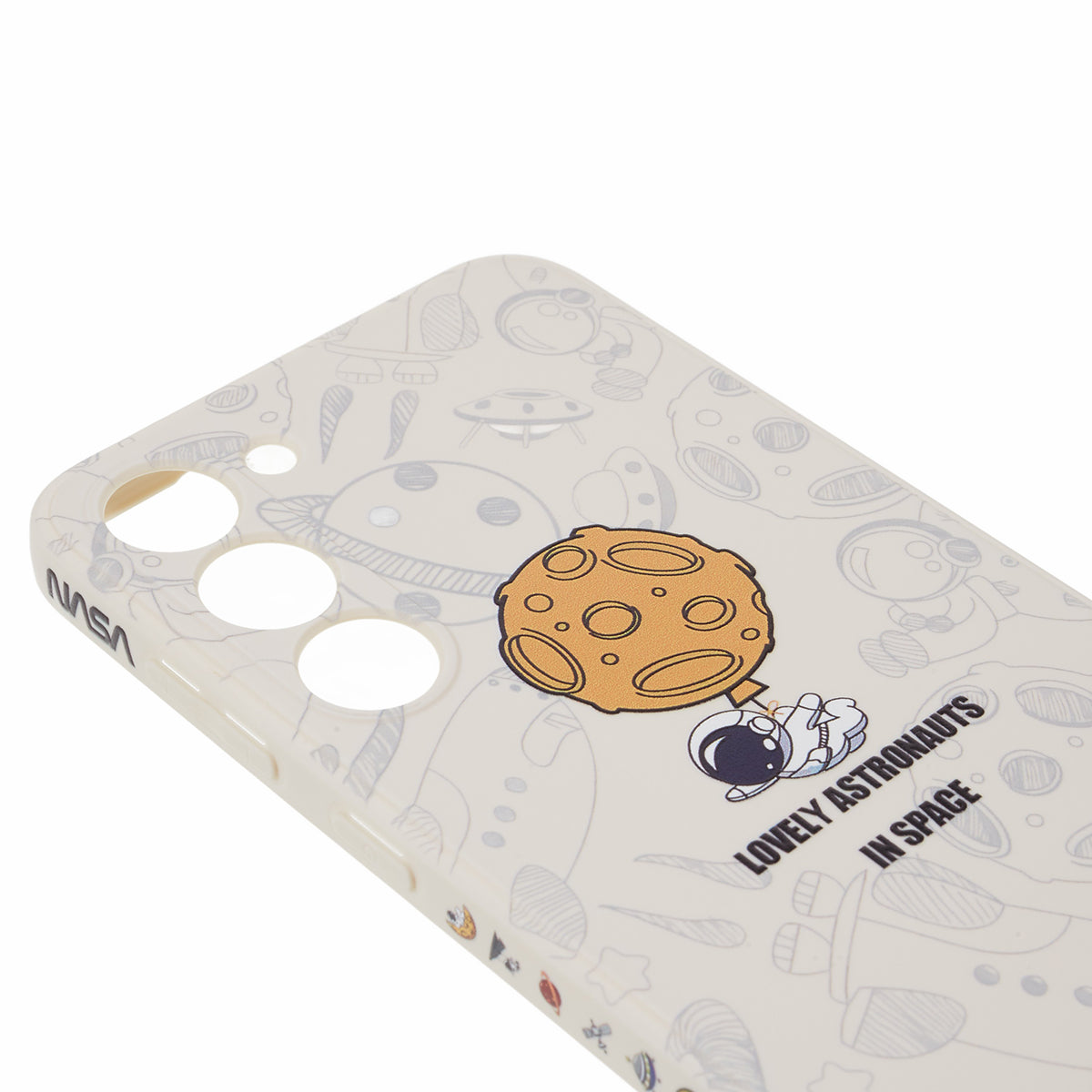 Uniqkart for Samsung Galaxy S23 Cartoon Astronaut Pattern Soft TPU Case Anti-drop Precise Cutout Phone Cover - Style D