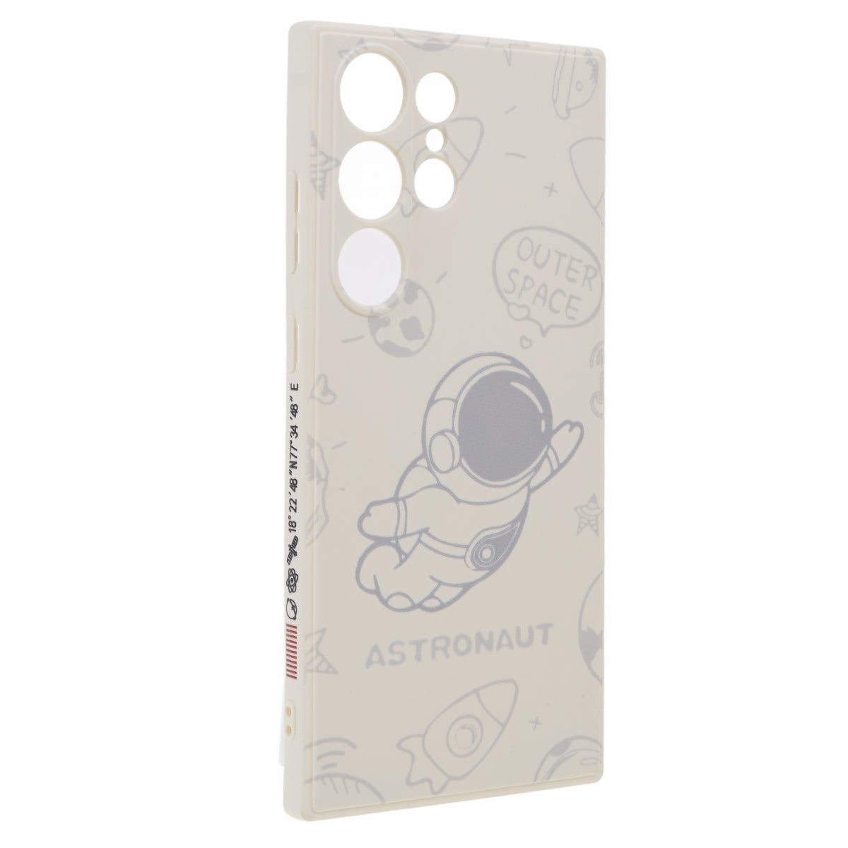 Uniqkart for Samsung Galaxy S23 Ultra Protective Phone Case Precise Cutout Space Astronaut Pattern TPU Cover - White