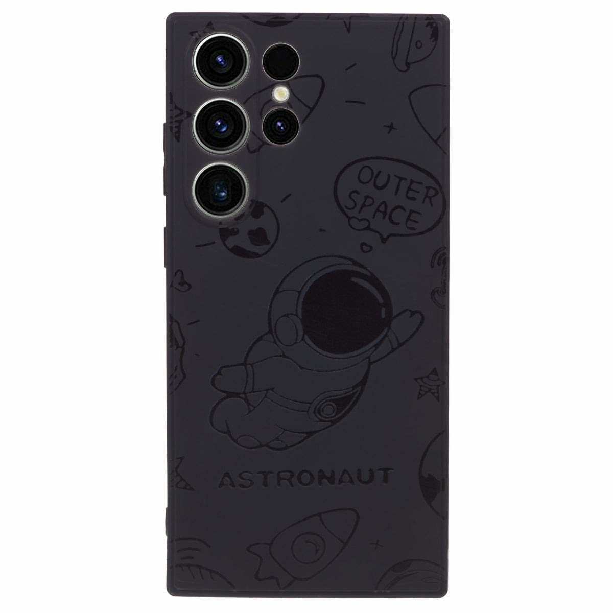 Uniqkart for Samsung Galaxy S23 Ultra Protective Phone Case Precise Cutout Space Astronaut Pattern TPU Cover - Black