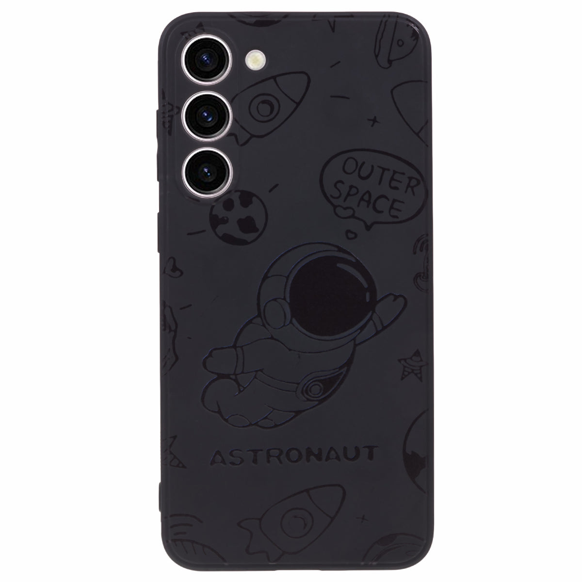 Uniqkart for Samsung Galaxy S23+ Soft TPU Phone Case Precise Cutout Space Astronaut Pattern Back Cover - Black