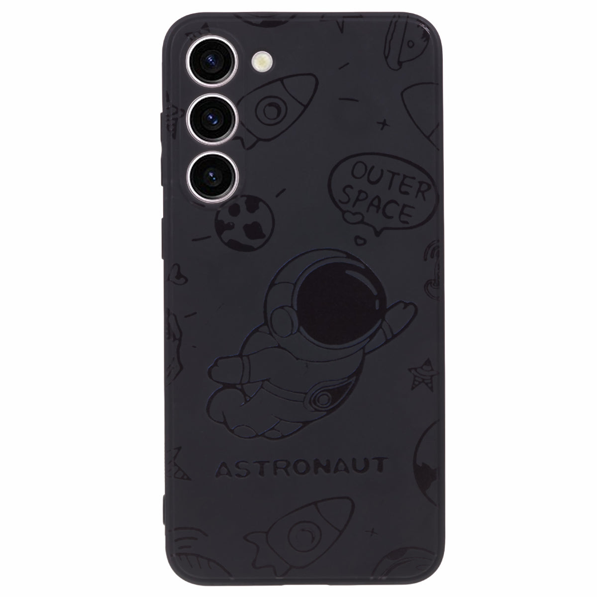 Uniqkart for Samsung Galaxy S23 Precise Cutout TPU Phone Case Space Astronaut Pattern Phone Cover - Black