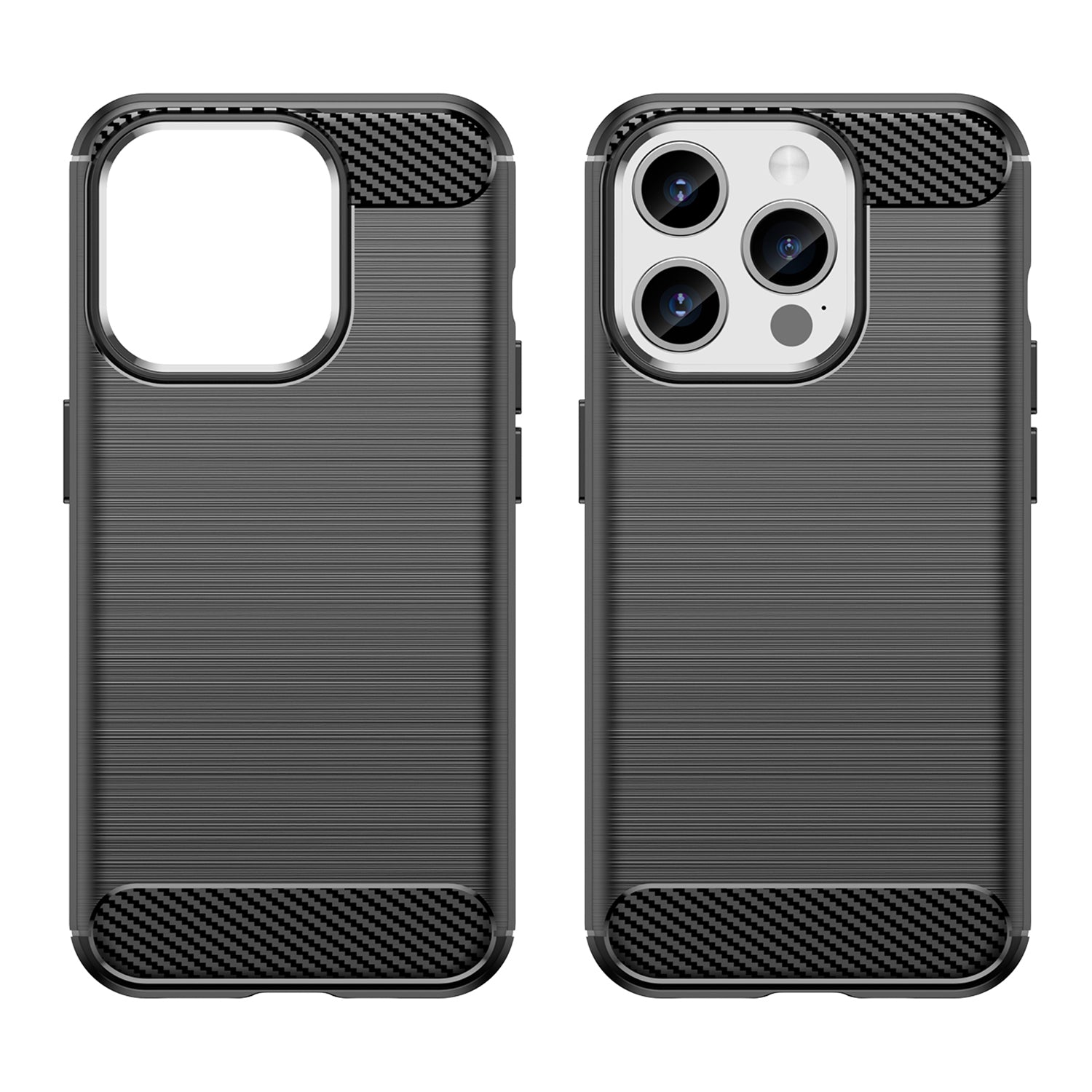 Brushed Phone Case for iPhone 15 Pro , Carbon Fiber Texture Soft TPU Phone Cover - Black