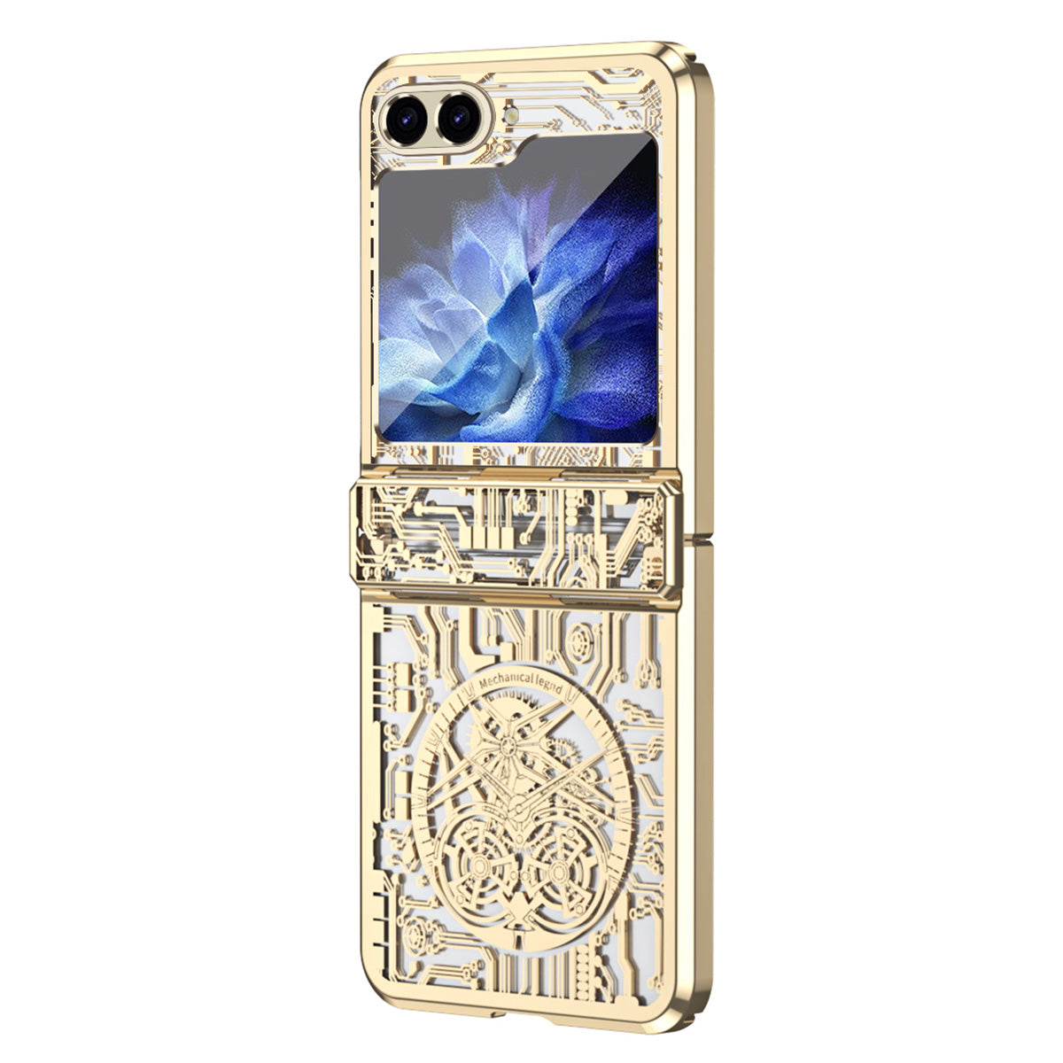 Mechanical Legend Series Hard PC Case for Samsung Galaxy Z Flip5 5G Protective Phone Case Electroplating Cover - Champagne Gold