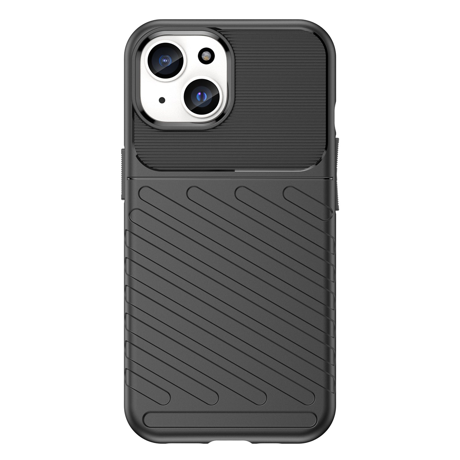Thunder Series TPU Phone Case for iPhone 15 , Thicken Twill Texture Anti-drop Cover - Black