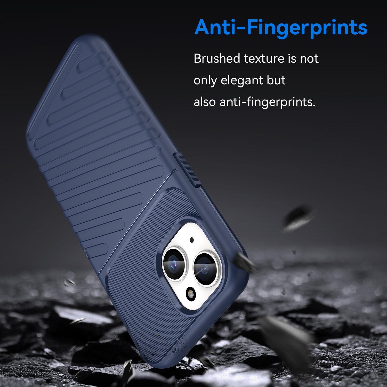 Thunder Series TPU Phone Case for iPhone 15 , Thicken Twill Texture Anti-drop Cover - Blue