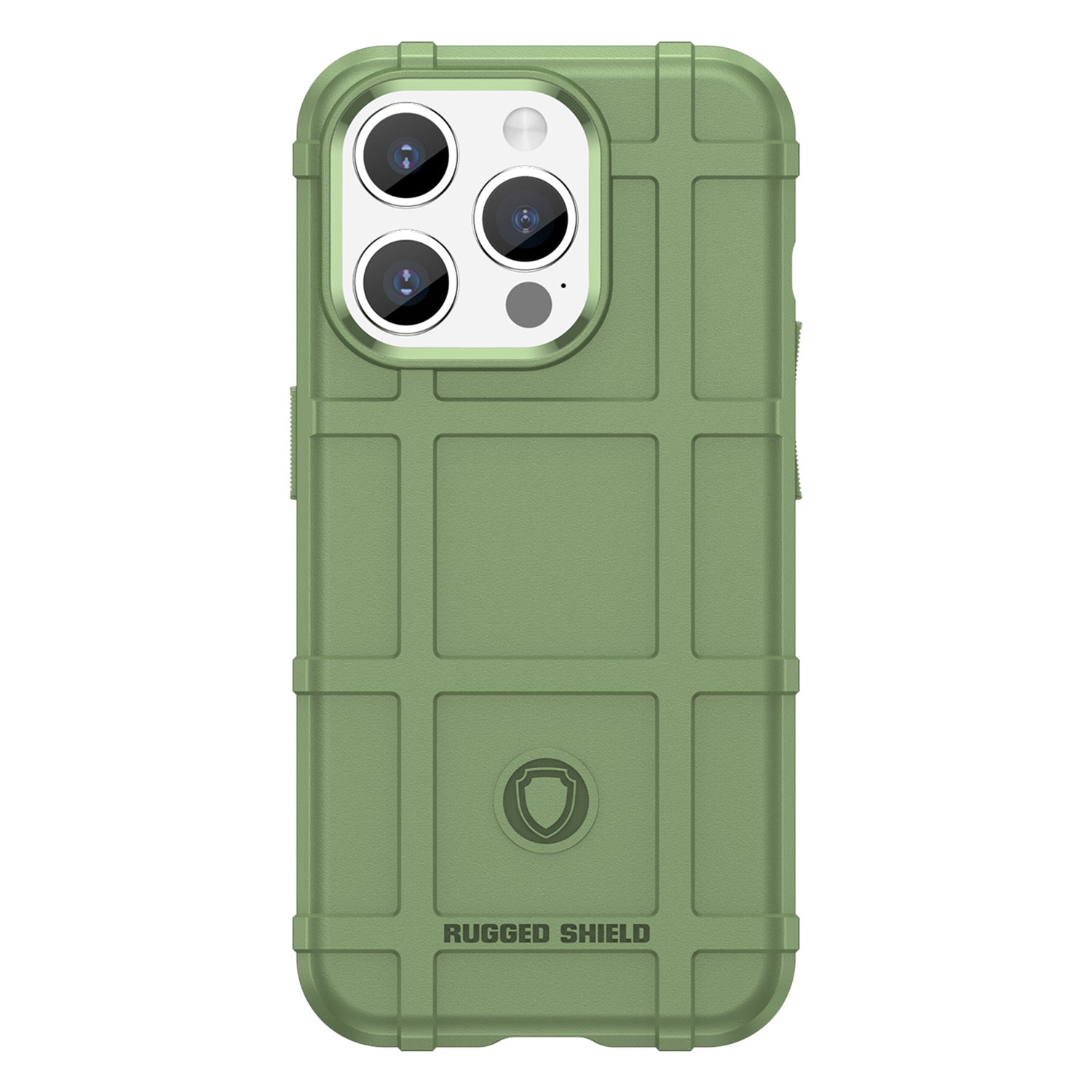 Uniqkart for iPhone 15 Pro Square Grid Texture TPU Phone Case Shockproof Back Cover - Green