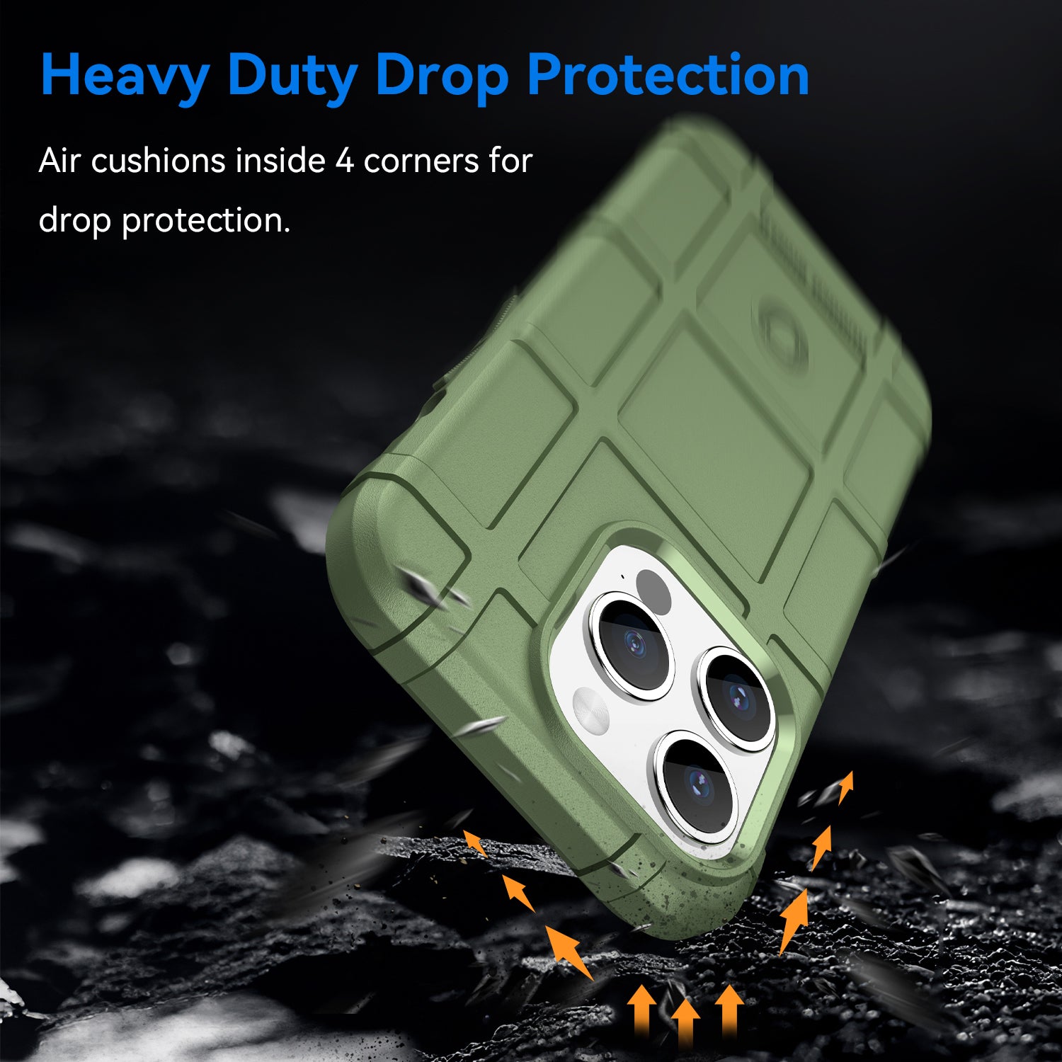 Uniqkart for iPhone 15 Pro Square Grid Texture TPU Phone Case Shockproof Back Cover - Green