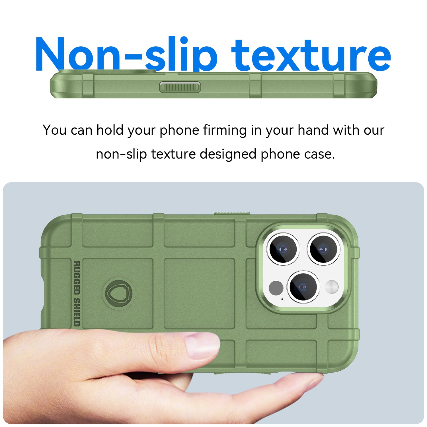 Uniqkart for iPhone 15 Pro Square Grid Texture TPU Phone Case Shockproof Back Cover - Green