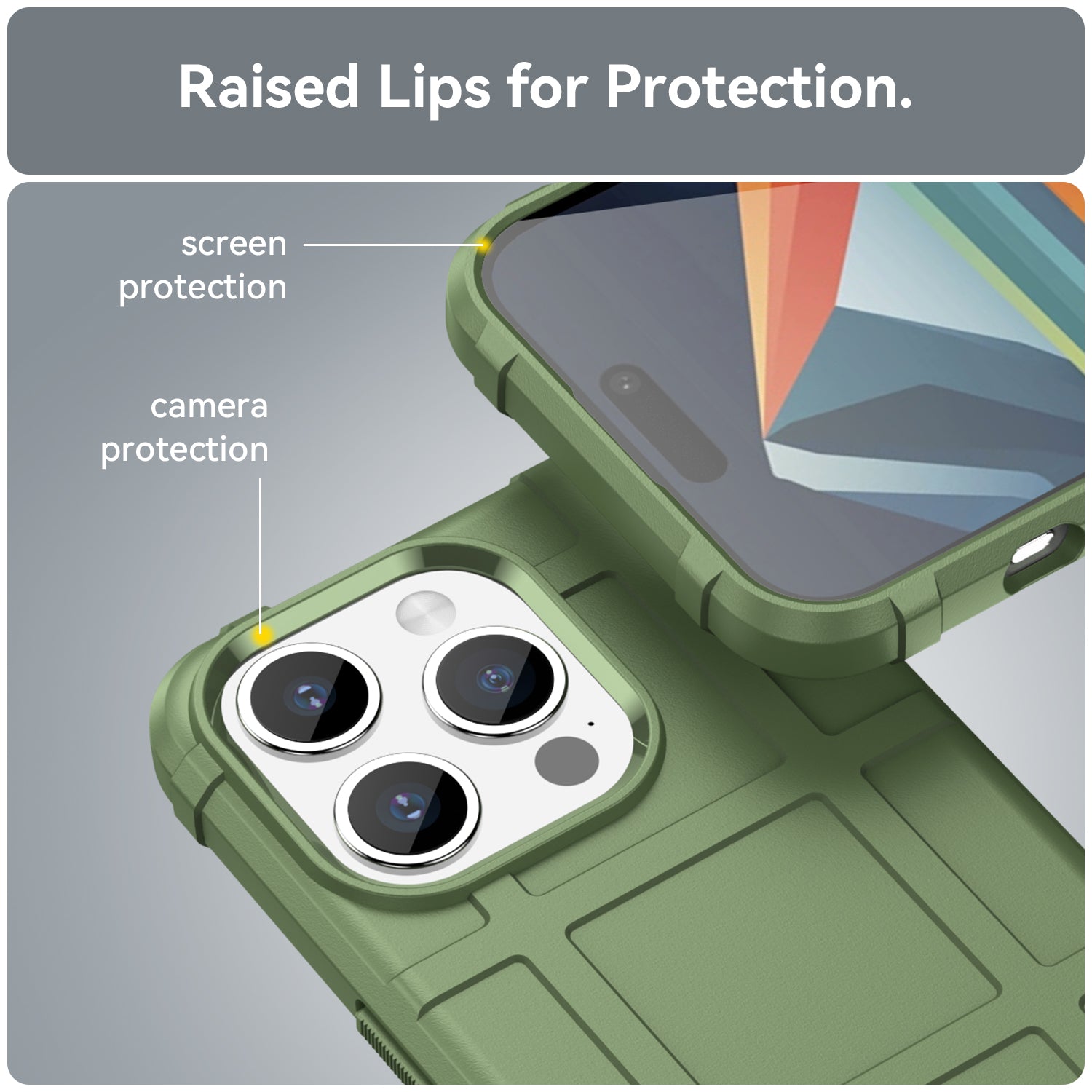 Uniqkart for iPhone 15 Pro Square Grid Texture TPU Phone Case Shockproof Back Cover - Green