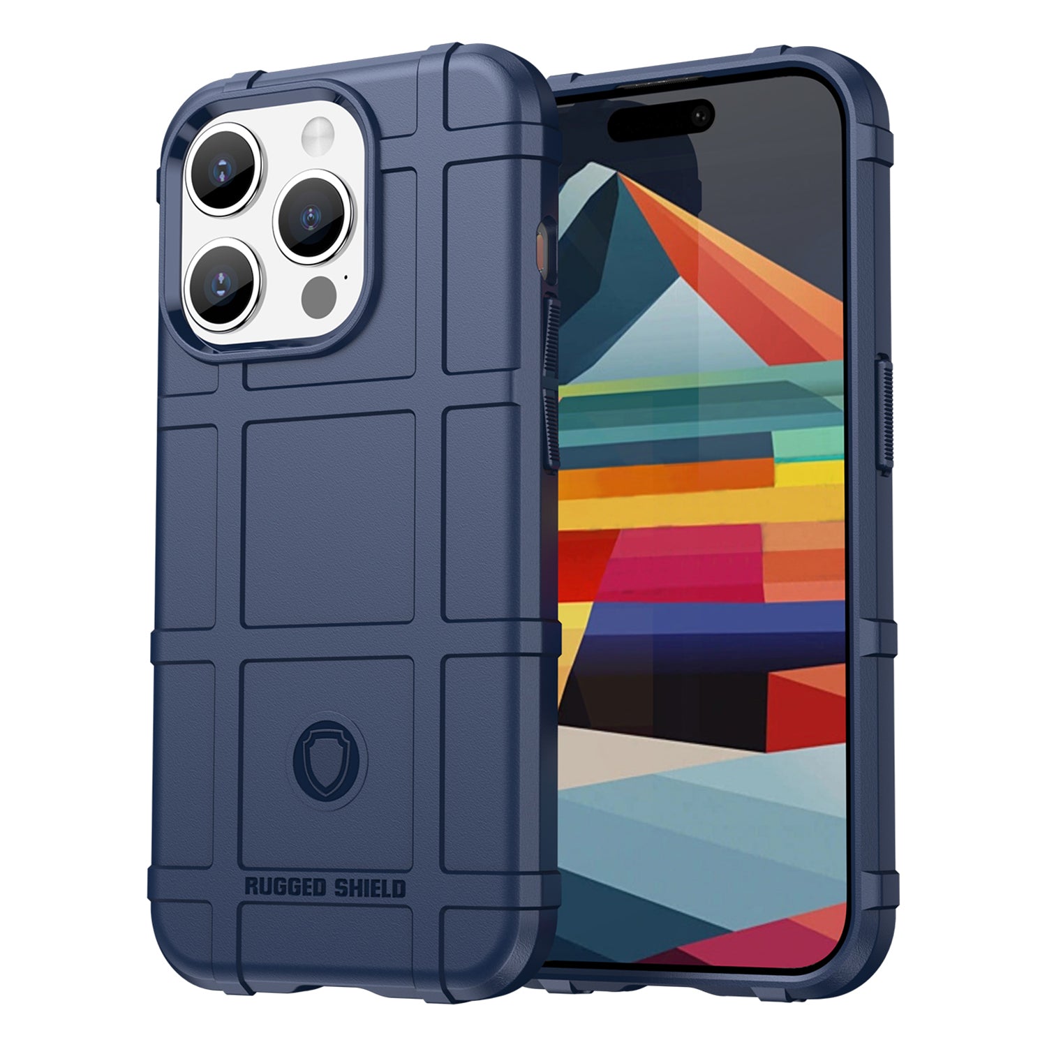 Uniqkart for iPhone 15 Pro Max Anti-drop TPU Phone Case Square Grid Texture Protective Cover - Blue