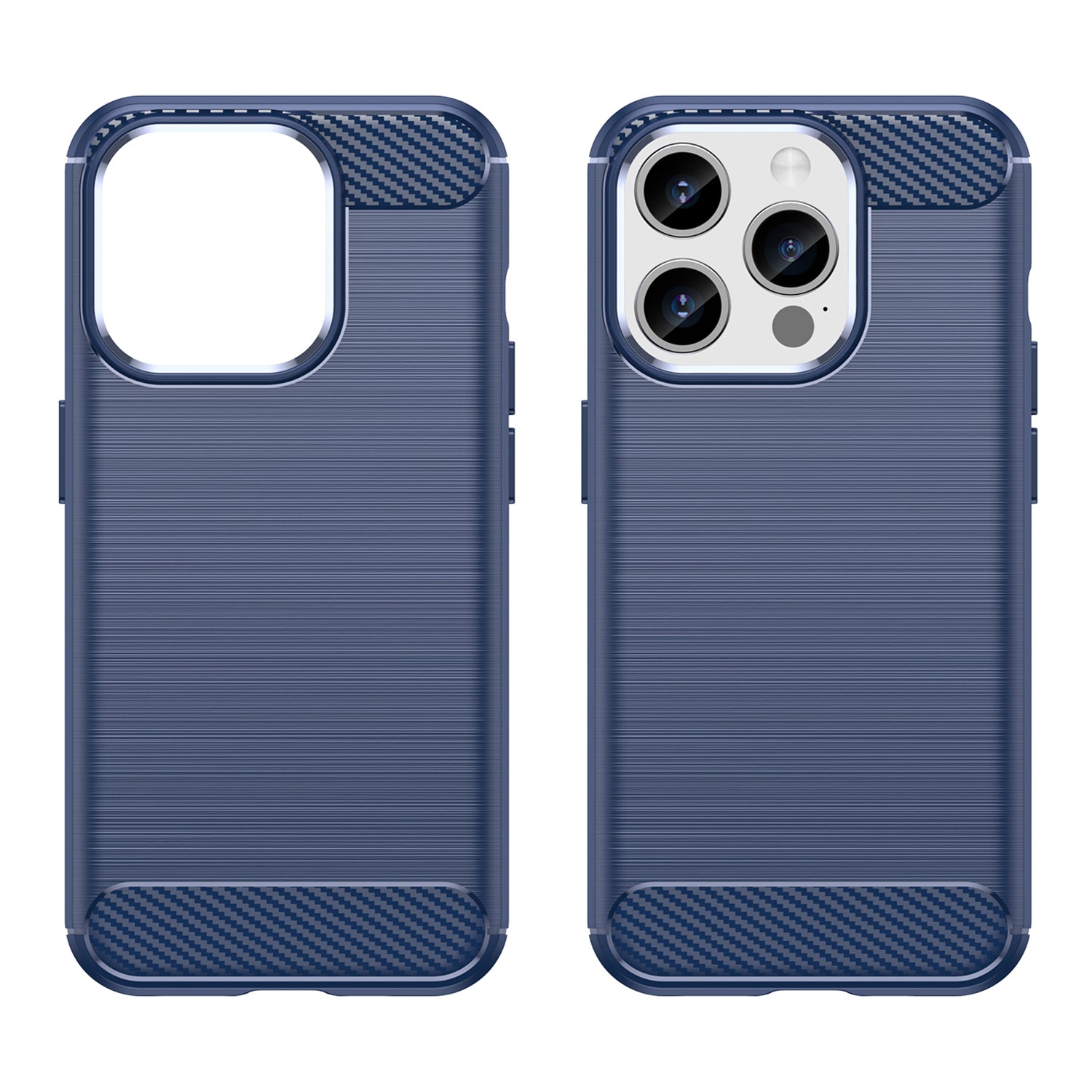 Carbon Fiber Texture Phone Case for iPhone 15 Pro Max , Brushed Anti-scratch TPU Cover - Blue