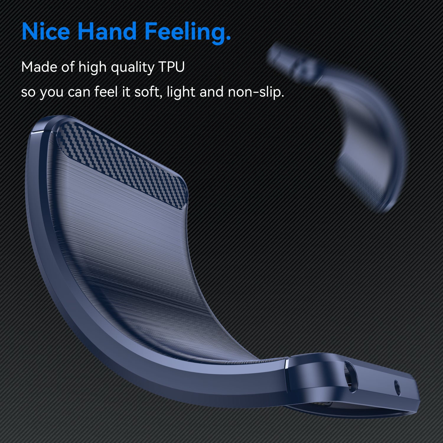 Carbon Fiber Texture Phone Case for iPhone 15 Pro Max , Brushed Anti-scratch TPU Cover - Blue