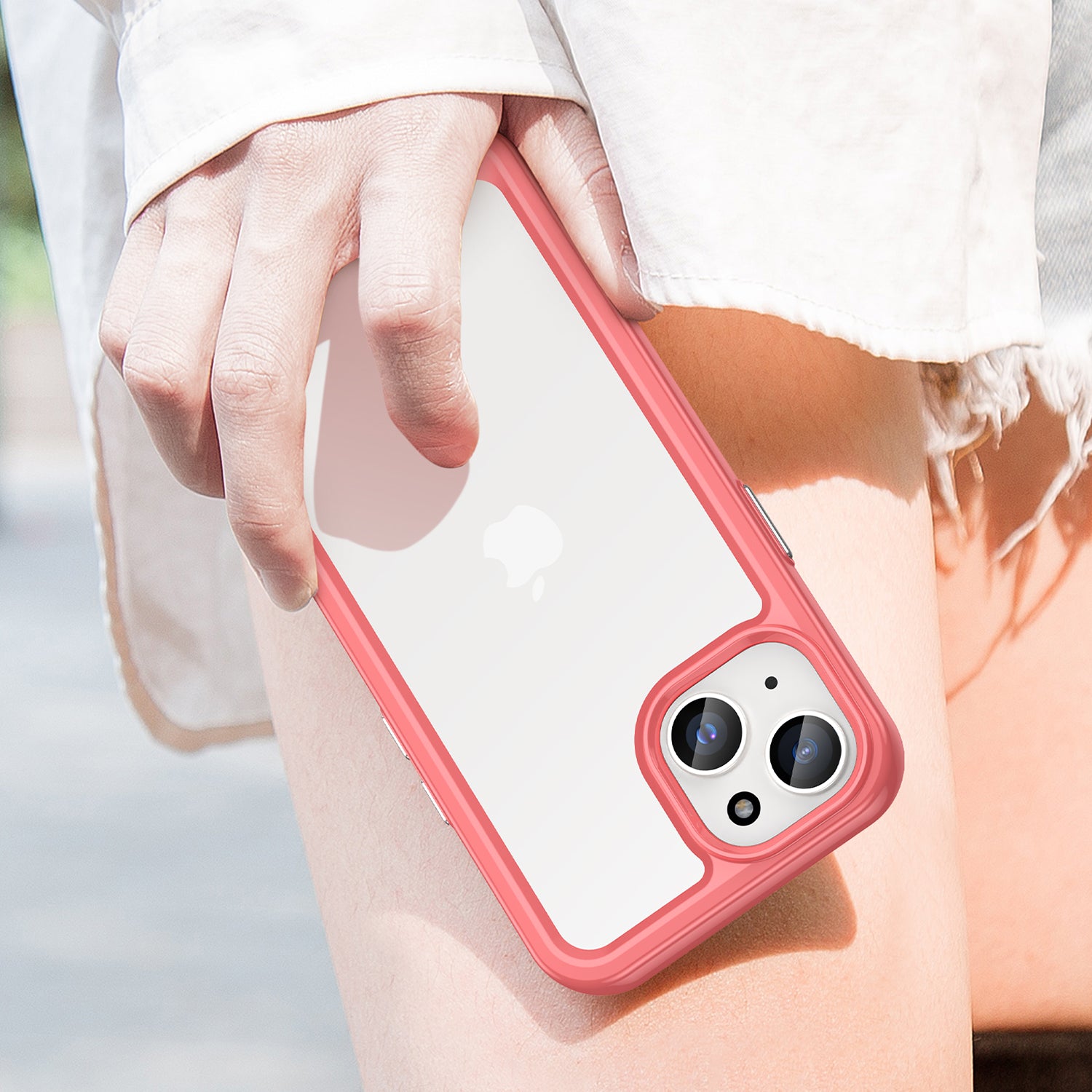 Uniqkart for iPhone 15 Drop Proof TPU+Acrylic Mobile Phone Back Cover Clear Protective Case - Red