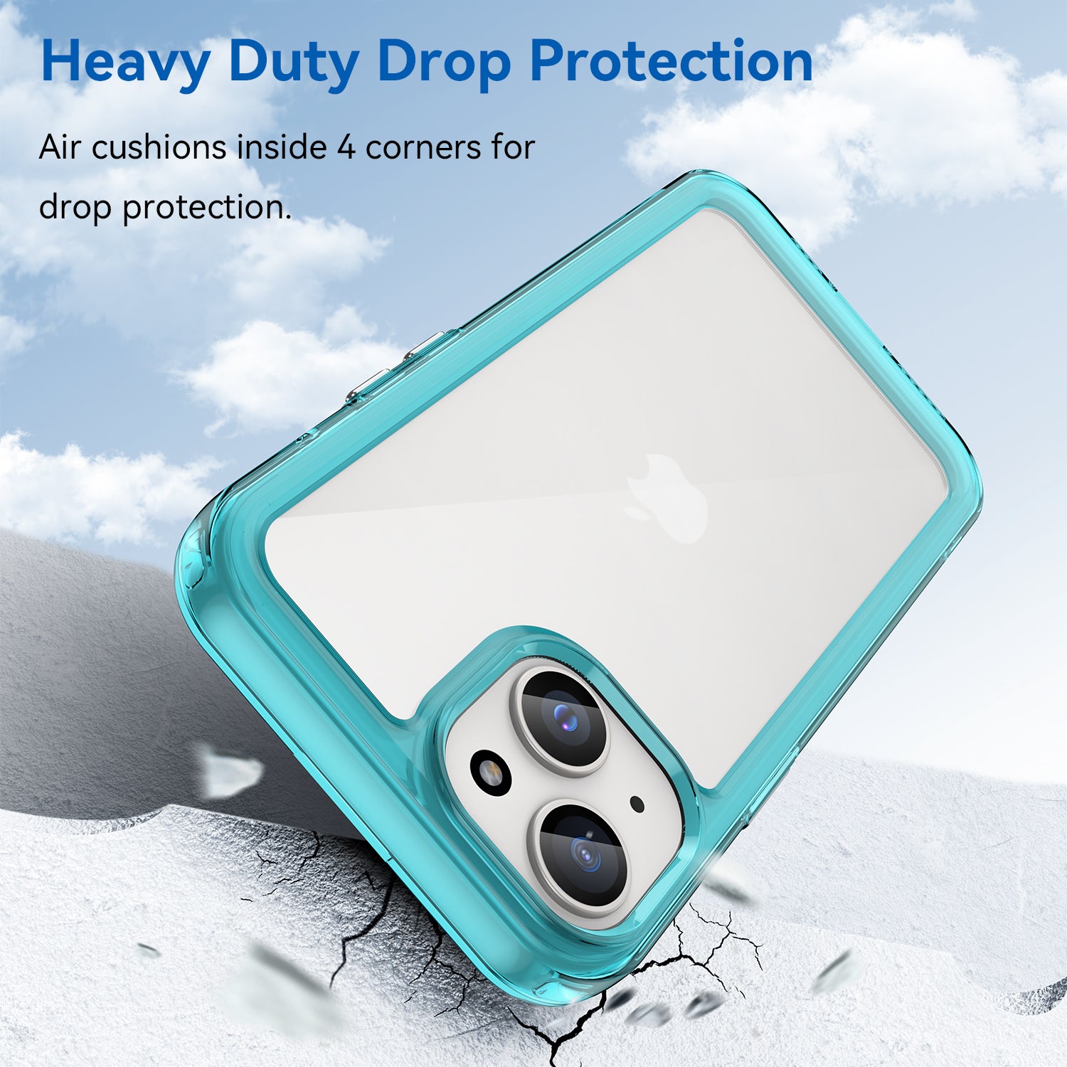 Uniqkart for iPhone 15 Drop Proof TPU+Acrylic Mobile Phone Back Cover Clear Protective Case - Transparent Blue