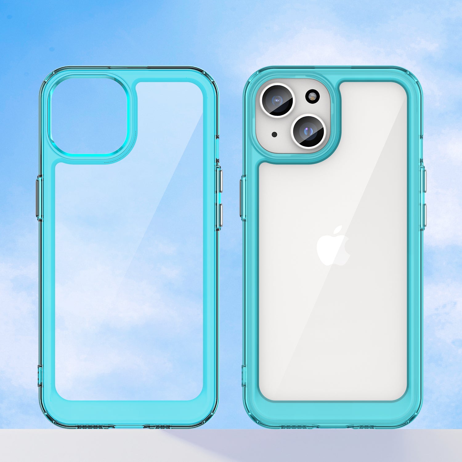 Uniqkart for iPhone 15 Drop Proof TPU+Acrylic Mobile Phone Back Cover Clear Protective Case - Transparent Blue