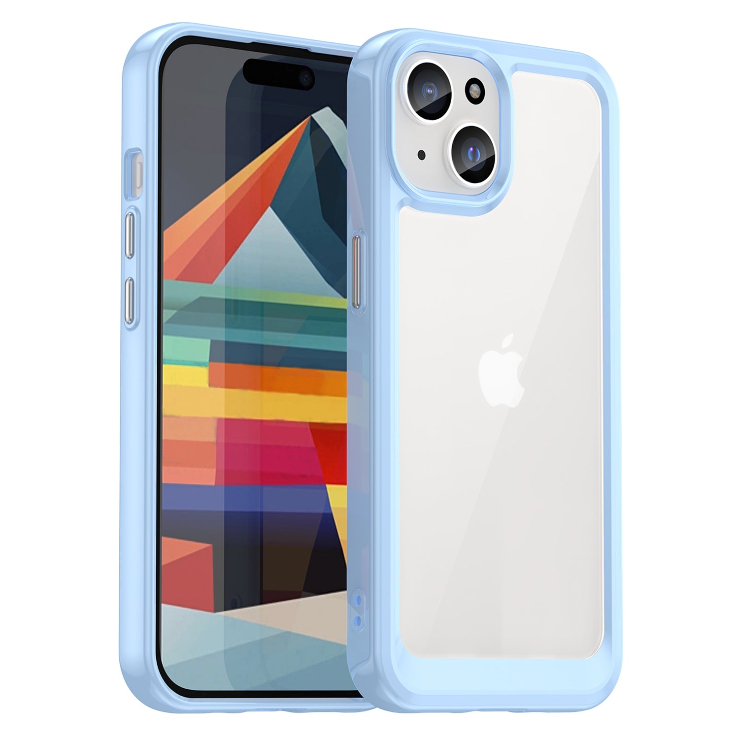 Uniqkart for iPhone 15 Plus TPU+Acrylic Anti-fall Mobile Phone Back Cover Clear Protective Case - Blue