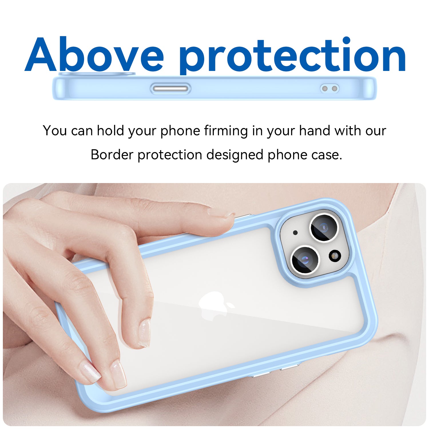 Uniqkart for iPhone 15 Plus TPU+Acrylic Anti-fall Mobile Phone Back Cover Clear Protective Case - Blue