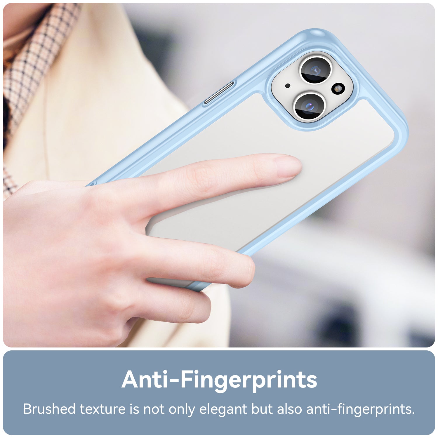 Uniqkart for iPhone 15 Plus TPU+Acrylic Anti-fall Mobile Phone Back Cover Clear Protective Case - Blue