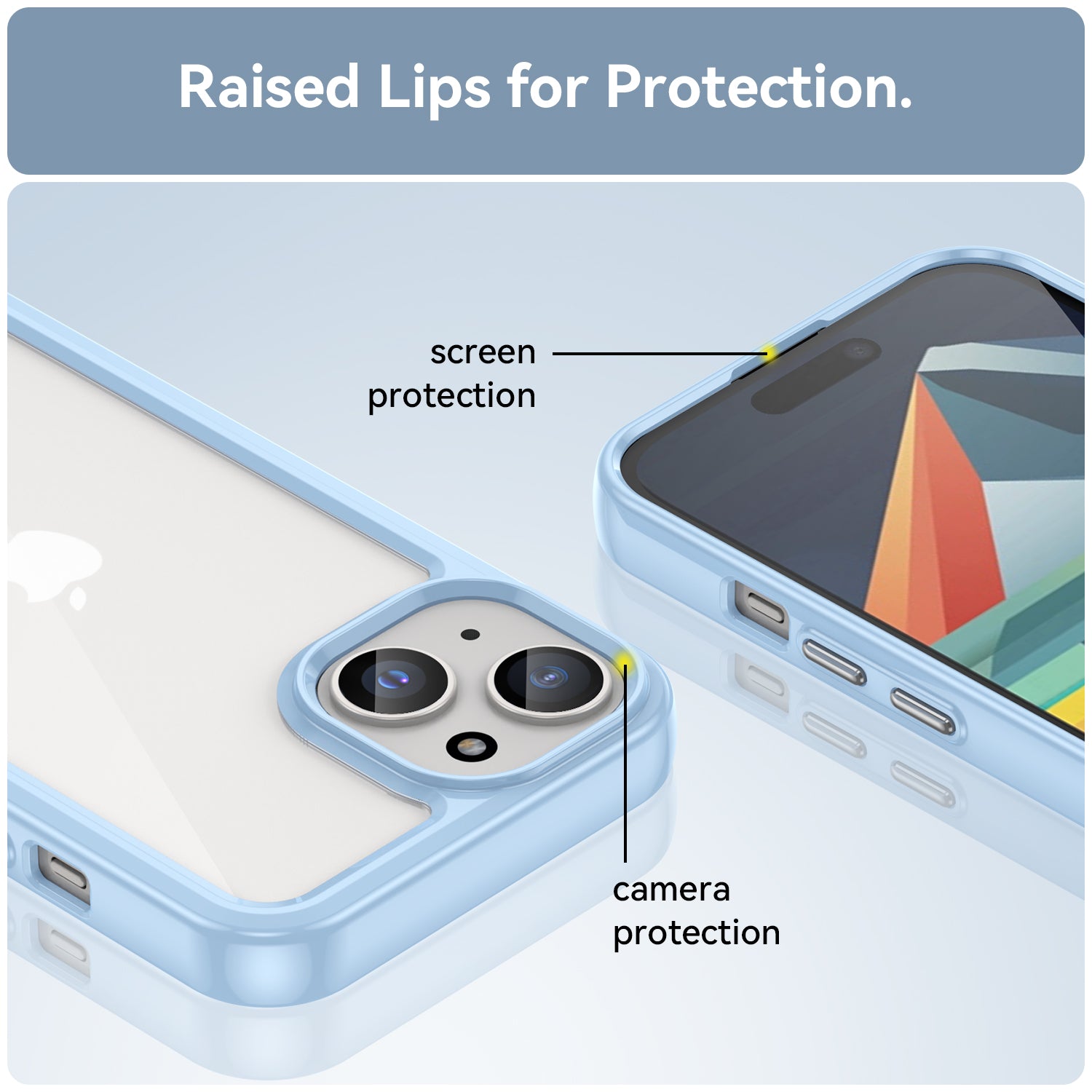 Uniqkart for iPhone 15 Plus TPU+Acrylic Anti-fall Mobile Phone Back Cover Clear Protective Case - Blue
