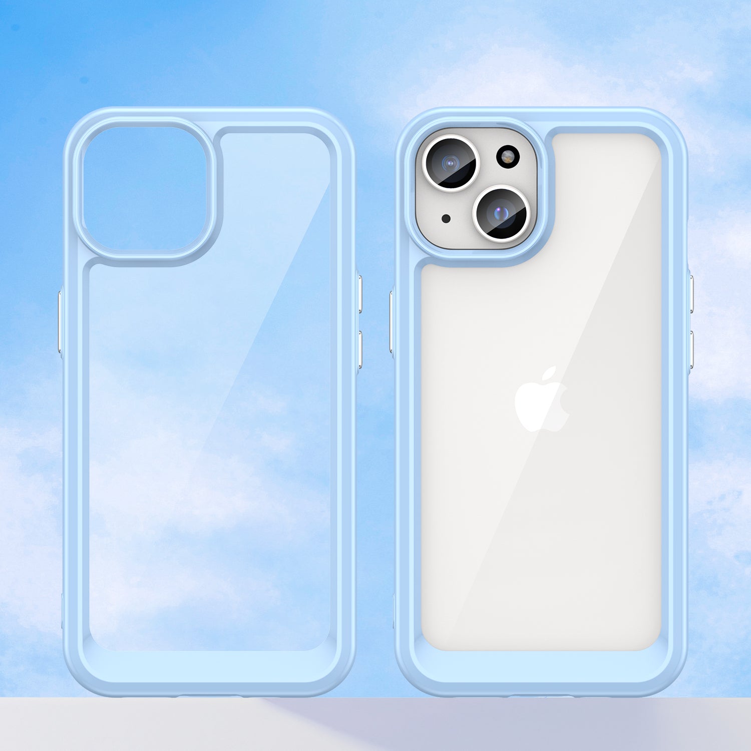 Uniqkart for iPhone 15 Plus TPU+Acrylic Anti-fall Mobile Phone Back Cover Clear Protective Case - Blue