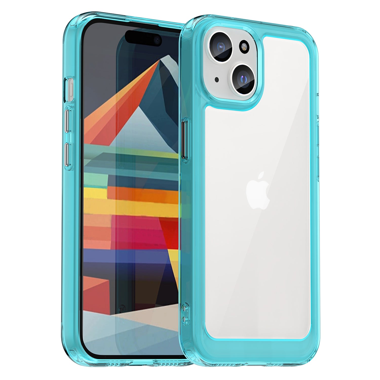 Uniqkart for iPhone 15 Plus TPU+Acrylic Anti-fall Mobile Phone Back Cover Clear Protective Case - Transparent Blue