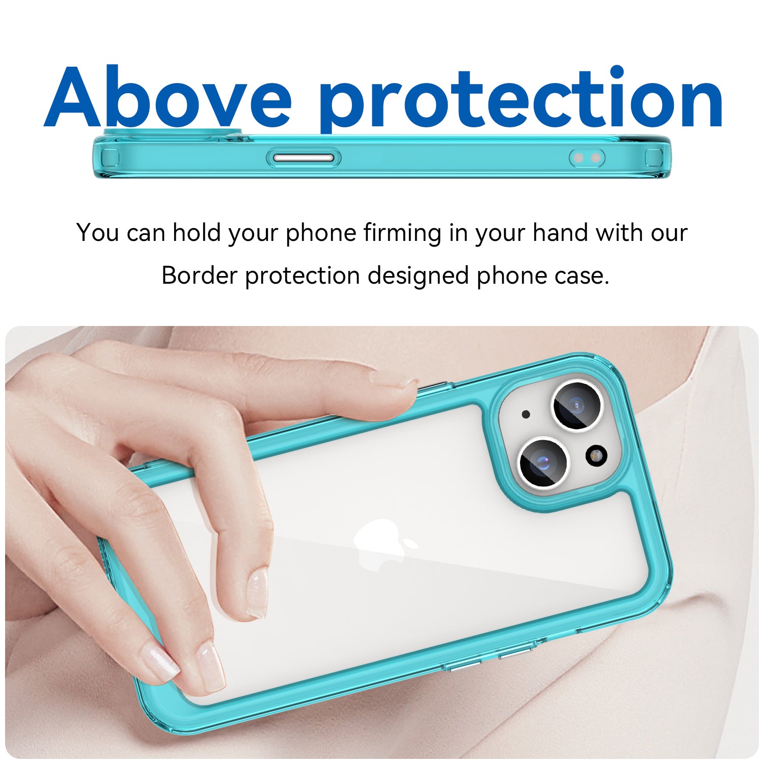 Uniqkart for iPhone 15 Plus TPU+Acrylic Anti-fall Mobile Phone Back Cover Clear Protective Case - Transparent Blue