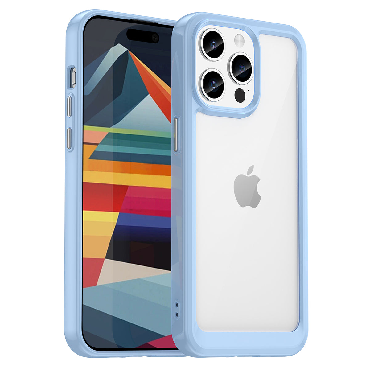 Uniqkart for iPhone 15 Pro Max Back Cover TPU+Acrylic Mobile Phone Clear Protective Case - Blue