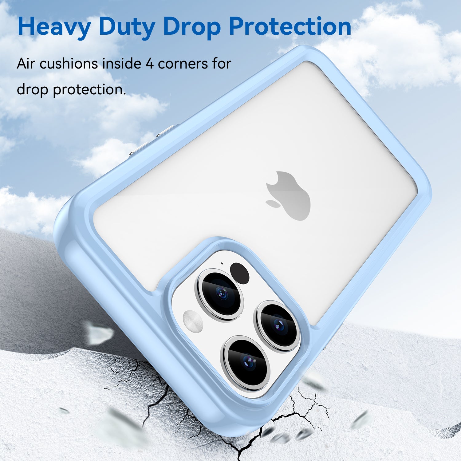 Uniqkart for iPhone 15 Pro Max Back Cover TPU+Acrylic Mobile Phone Clear Protective Case - Blue