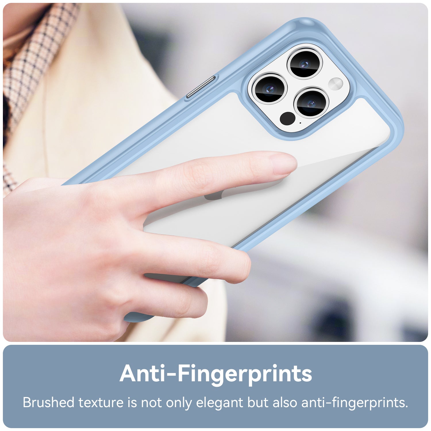 Uniqkart for iPhone 15 Pro Max Back Cover TPU+Acrylic Mobile Phone Clear Protective Case - Blue
