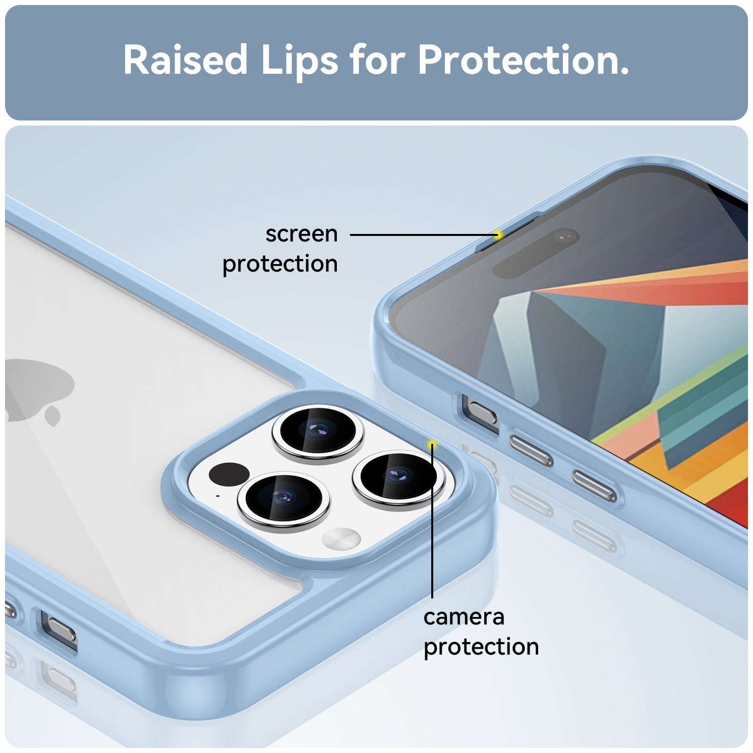 Uniqkart for iPhone 15 Pro Max Back Cover TPU+Acrylic Mobile Phone Clear Protective Case - Blue