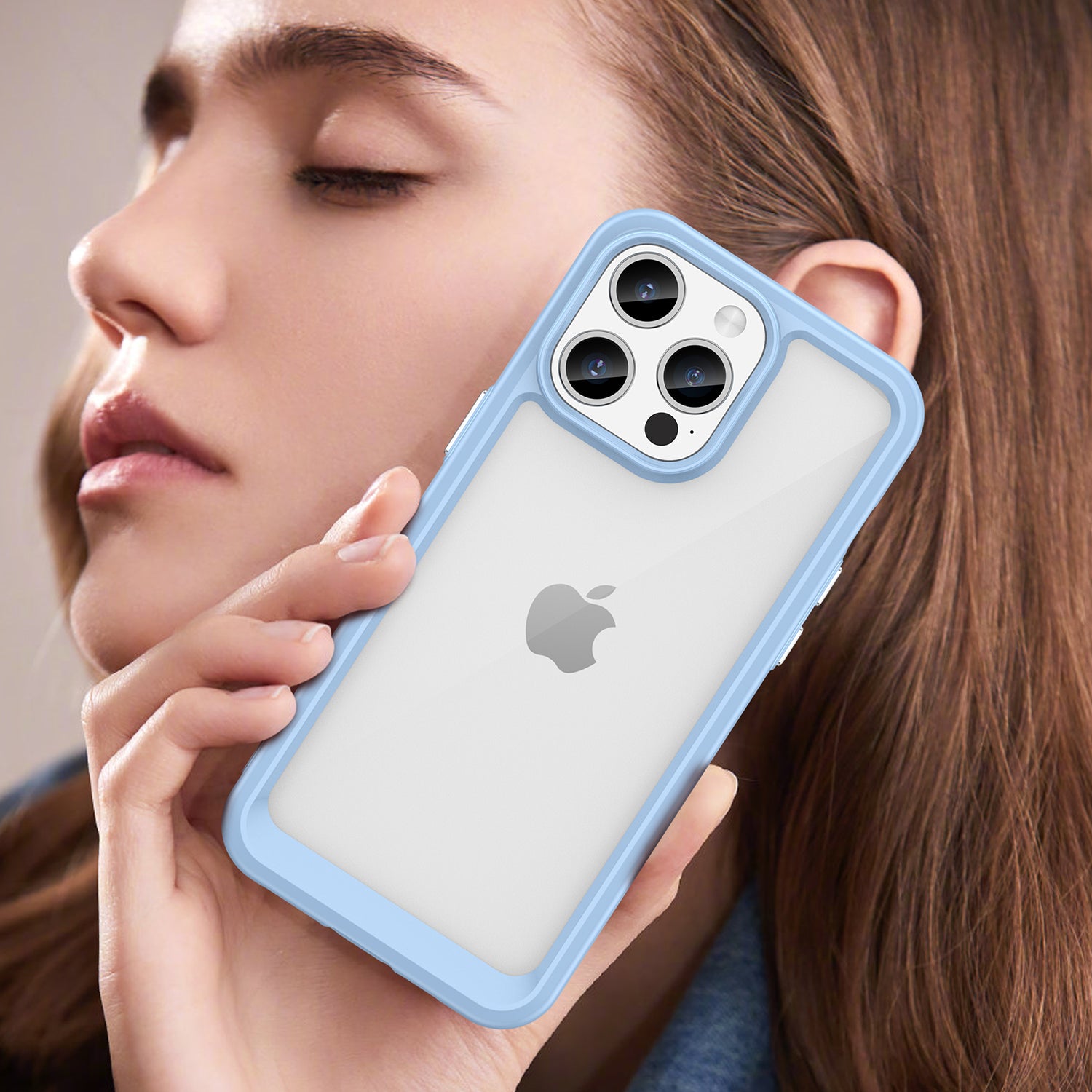 Uniqkart for iPhone 15 Pro Max Back Cover TPU+Acrylic Mobile Phone Clear Protective Case - Blue
