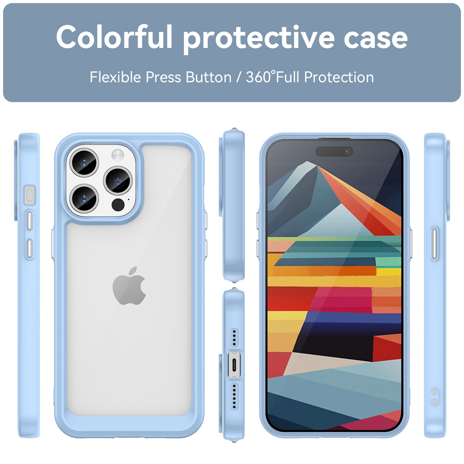 Uniqkart for iPhone 15 Pro Max Back Cover TPU+Acrylic Mobile Phone Clear Protective Case - Blue