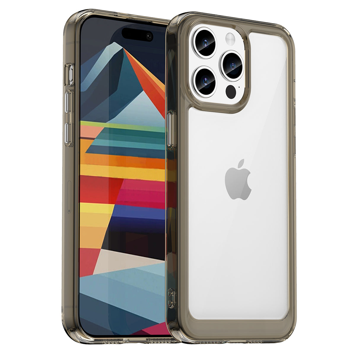Uniqkart for iPhone 15 Pro Max Back Cover TPU+Acrylic Mobile Phone Clear Protective Case - Transparent Grey