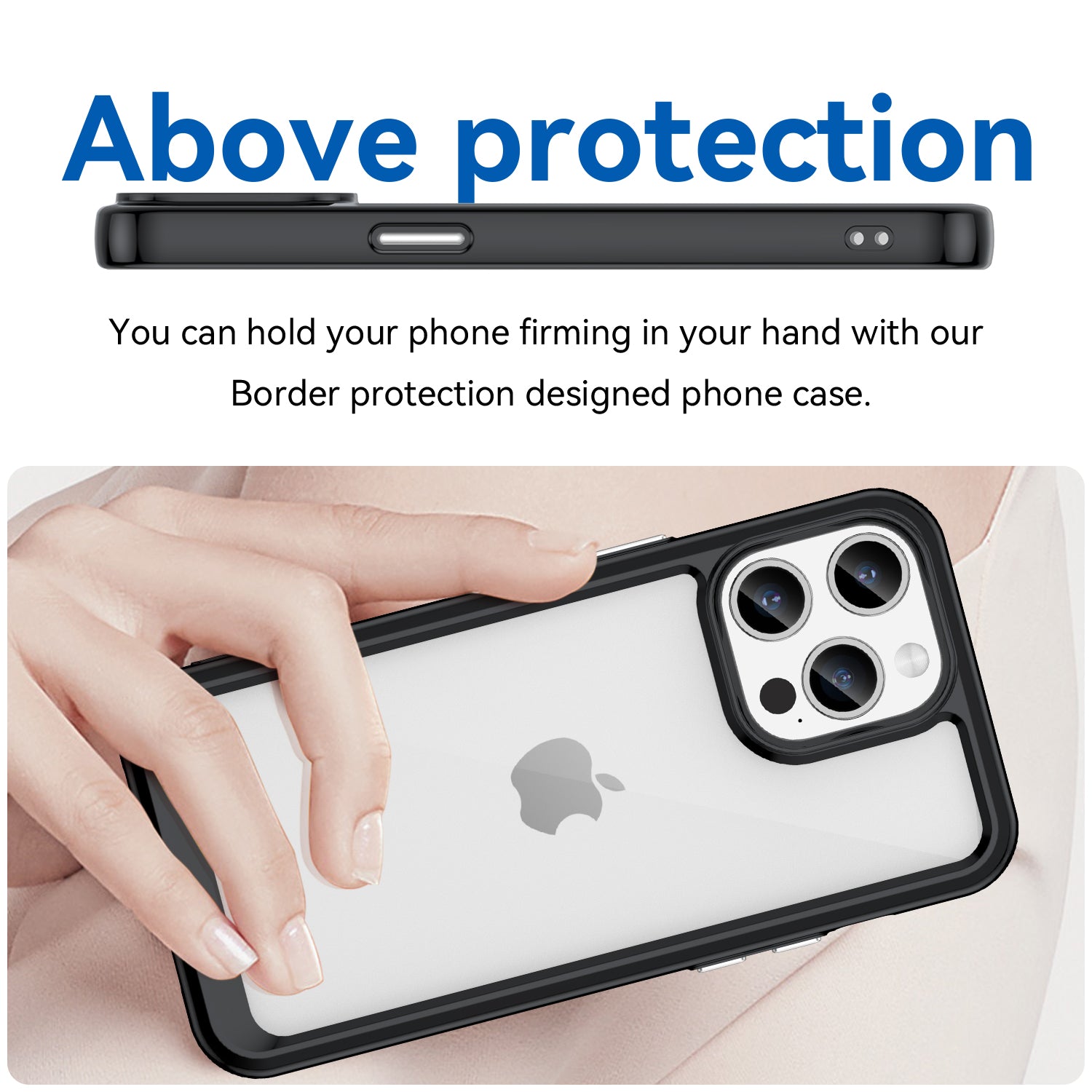 Uniqkart for iPhone 15 Pro TPU+Acrylic Shockproof Mobile Phone Back Cover Clear Protective Case - Black