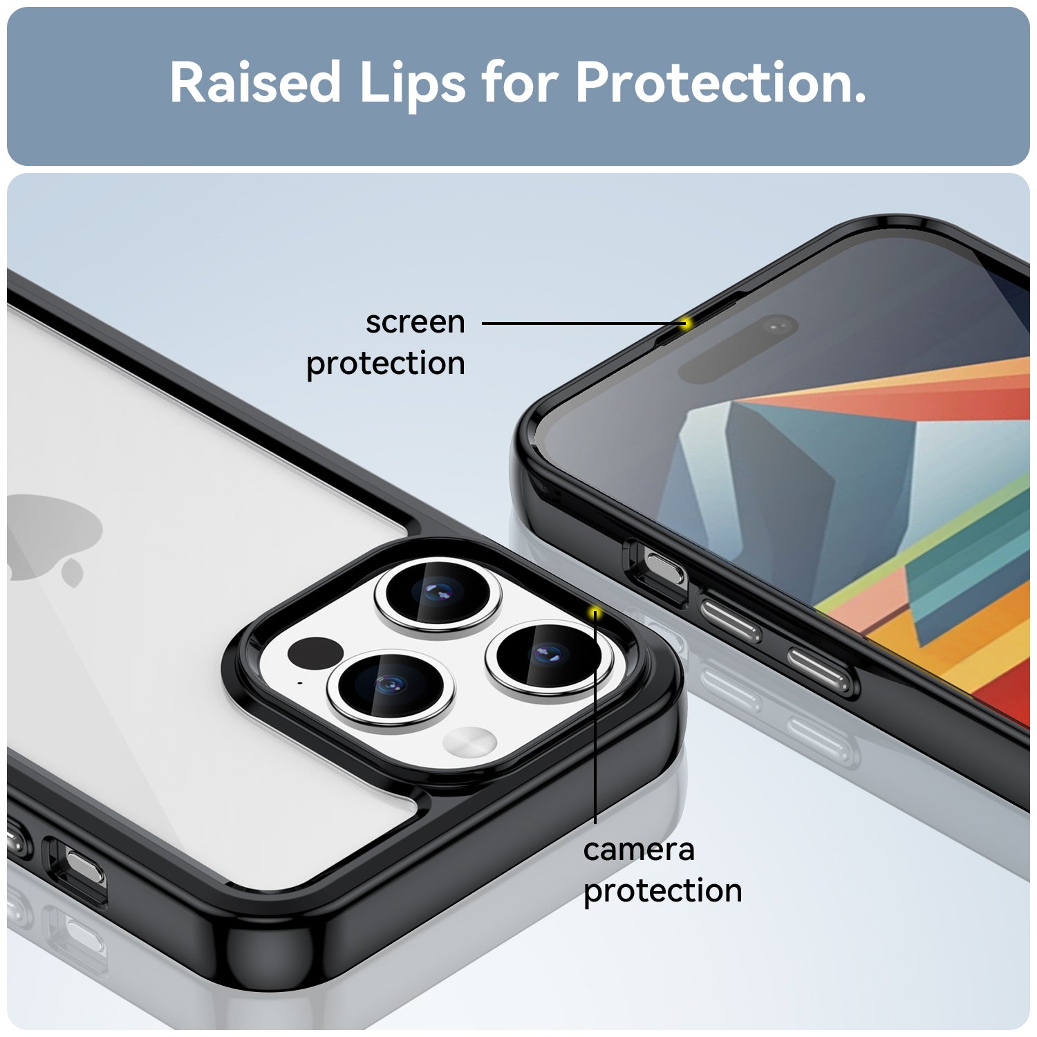 Uniqkart for iPhone 15 Pro TPU+Acrylic Shockproof Mobile Phone Back Cover Clear Protective Case - Black