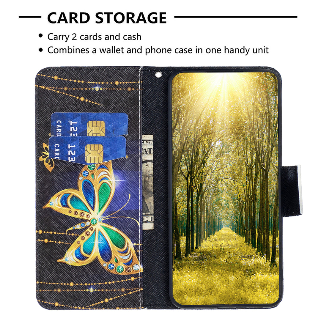 Uniqkart for iPhone 15 Plus Wallet PU Leather Phone Case Pattern Printing Stand Protective Phone Cover - Jewelry Butterfly