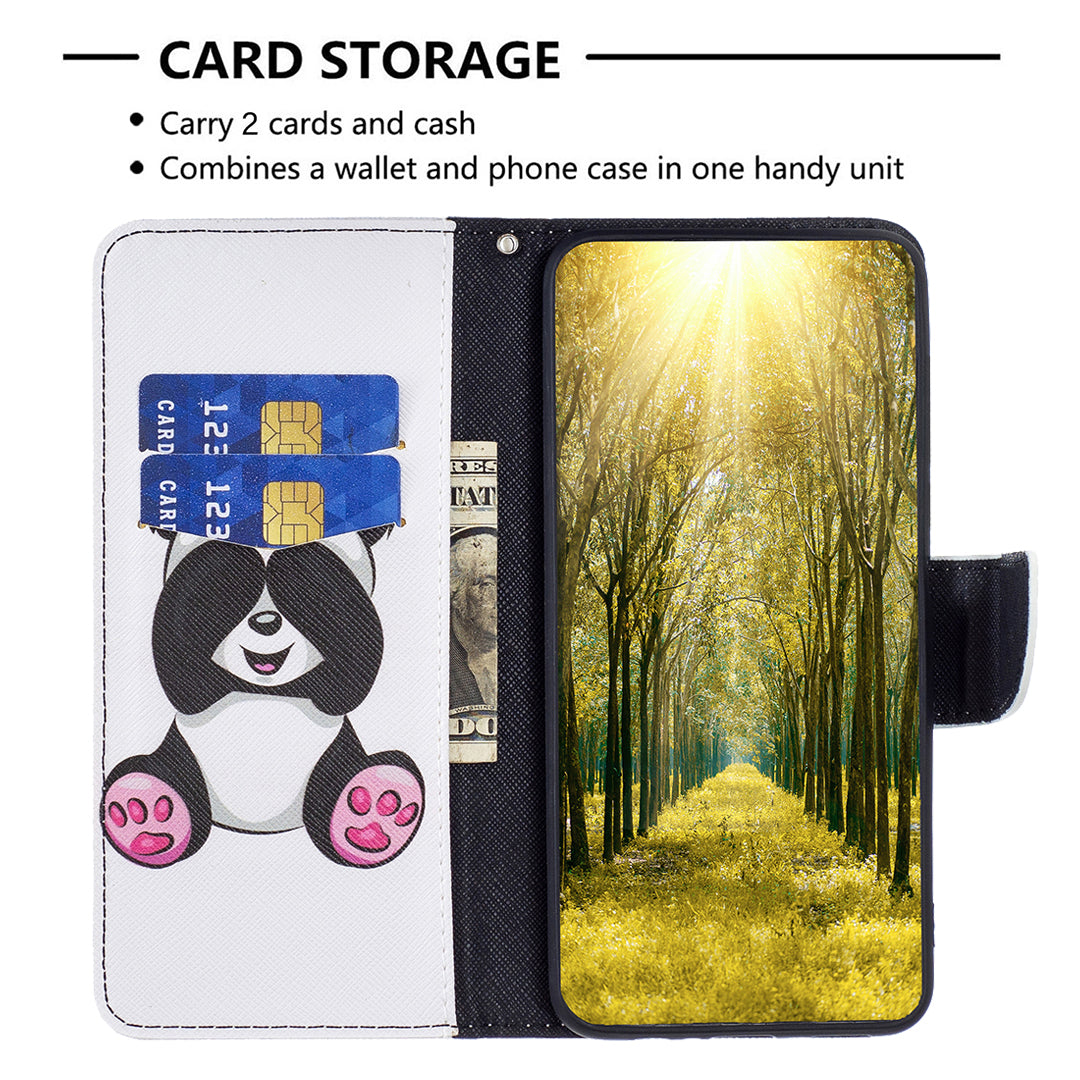 PU Leather Stand Wallet Case for iPhone 15 Pro , Pattern Printing Full Protection Phone Cover - Panda
