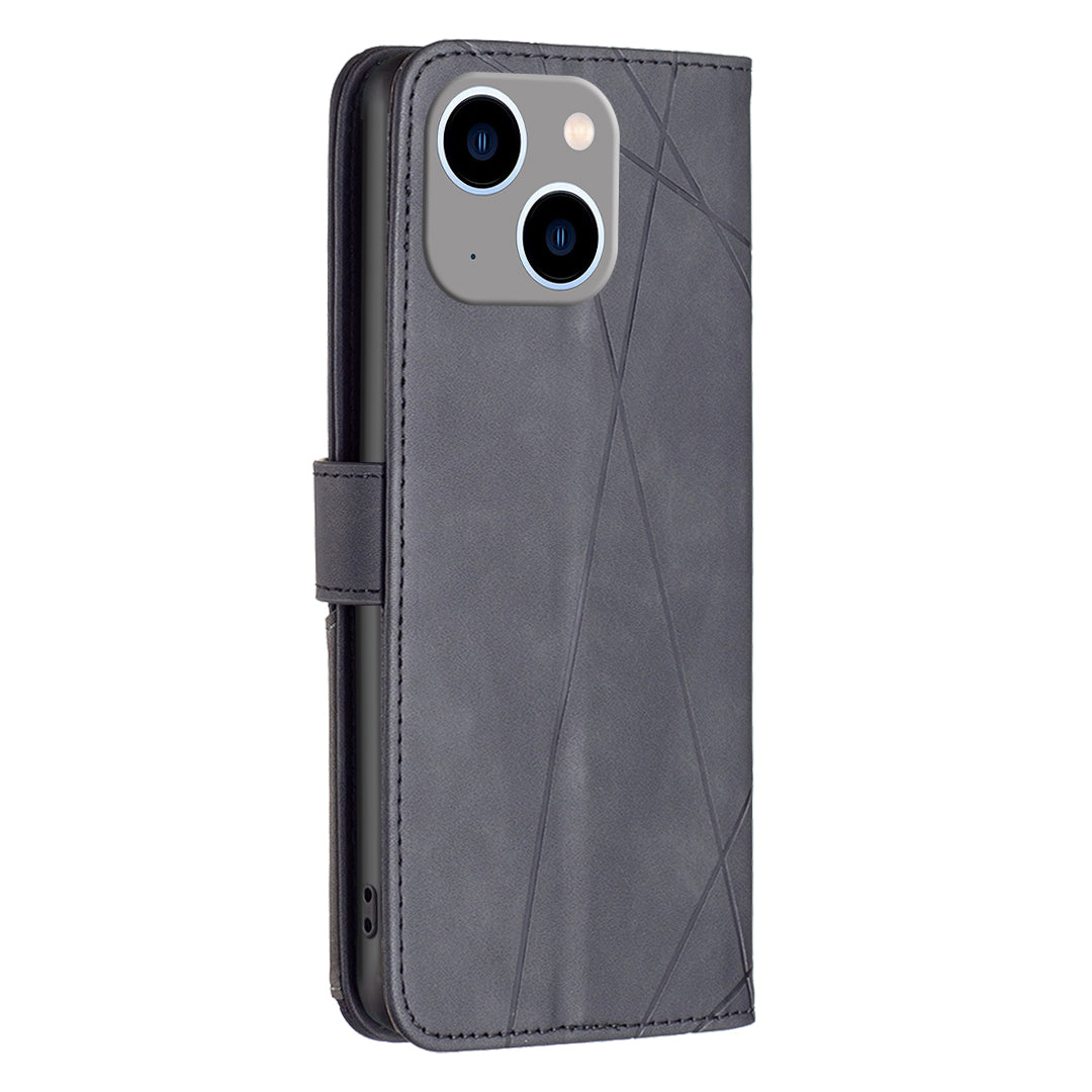Binfen Color BF05 For iPhone 15 Plus PU Leather Cover Anti-Scratch Phone Case Stand Imprinted Pattern Wallet - Black