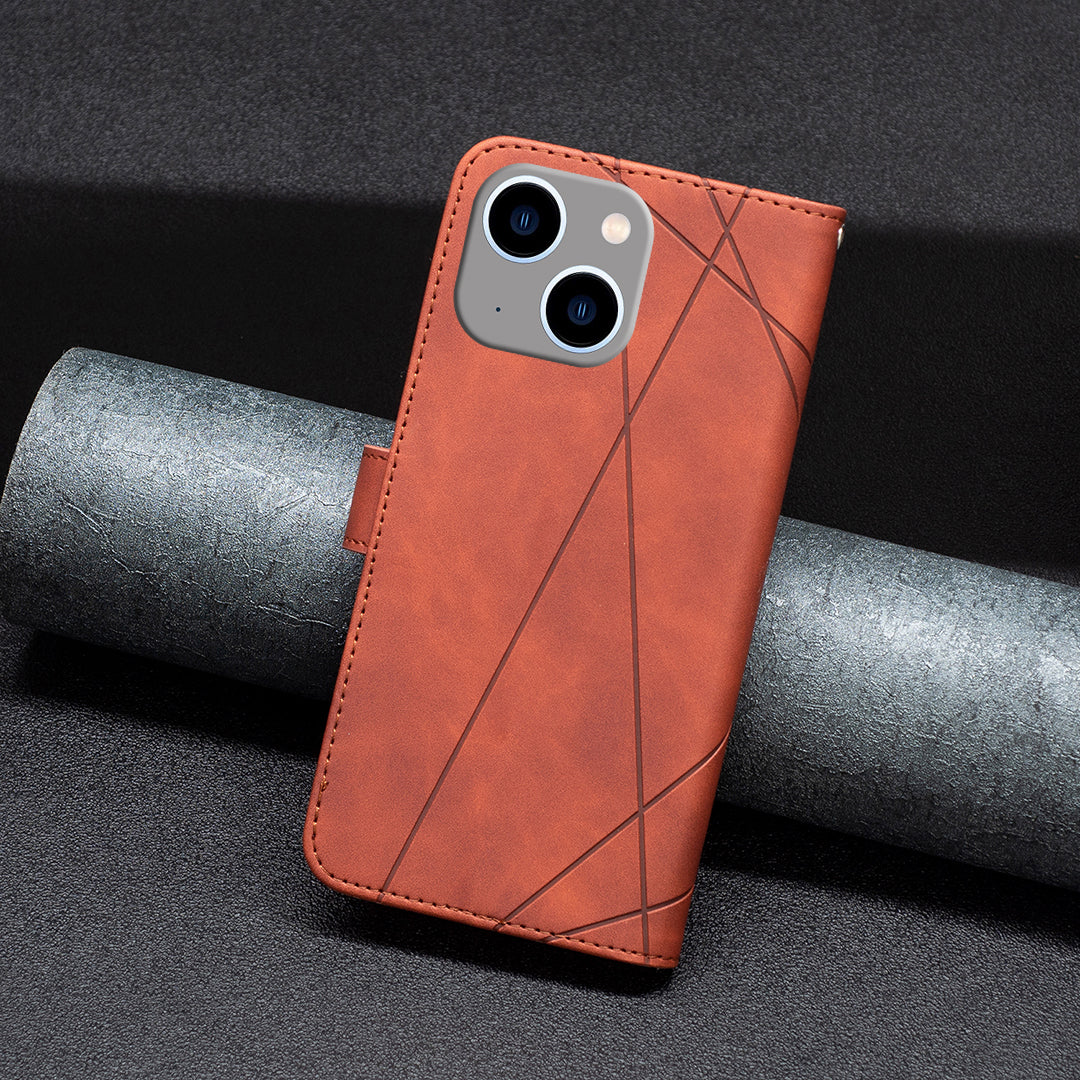 Binfen Color BF05 For iPhone 15 Plus PU Leather Cover Anti-Scratch Phone Case Stand Imprinted Pattern Wallet - Brown