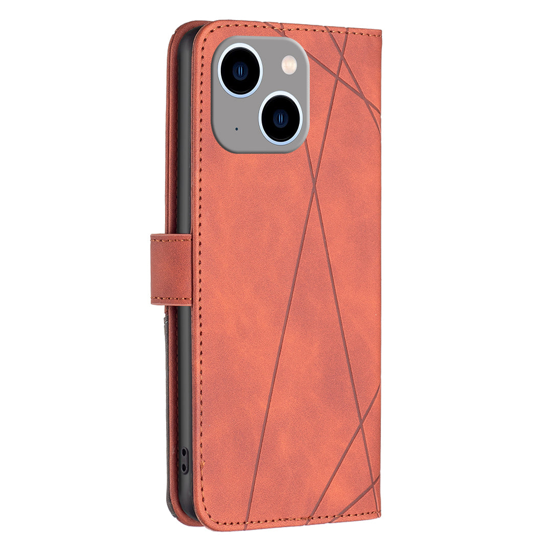 Binfen Color BF05 For iPhone 15 Plus PU Leather Cover Anti-Scratch Phone Case Stand Imprinted Pattern Wallet - Brown