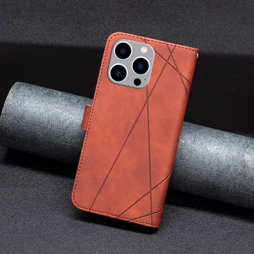 Binfen Color BF05 Phone Case for iPhone 15 Pro Max , Stand Imprinted Wallet PU Leather Cover - Brown