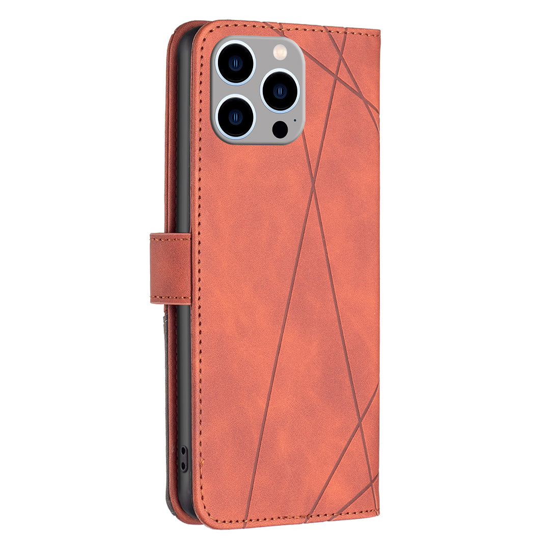 Binfen Color BF05 Phone Case for iPhone 15 Pro Max , Stand Imprinted Wallet PU Leather Cover - Brown