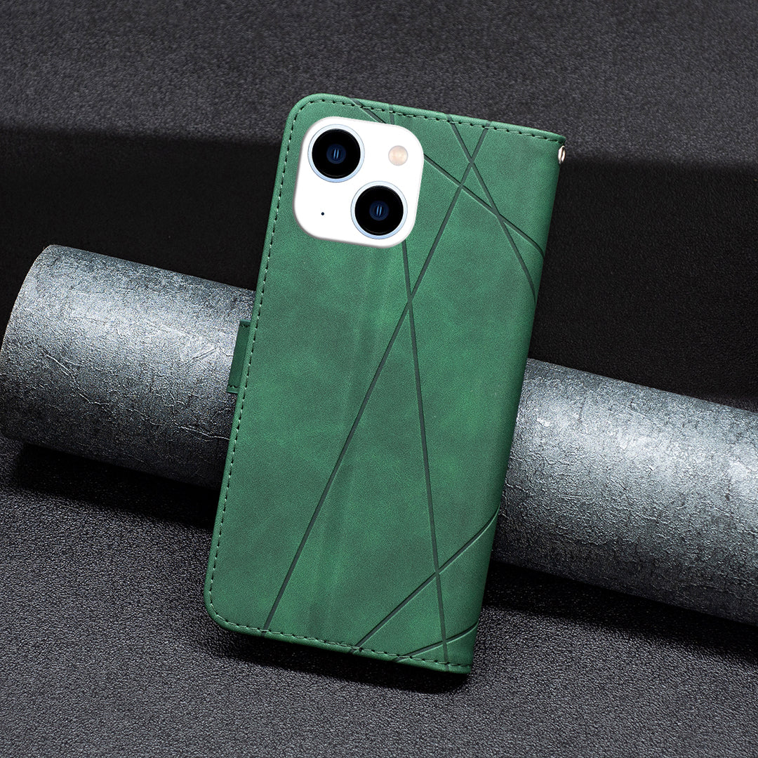 Binfen Color BF05 For iPhone 15 Imprinted Pattern Wallet Moblie Phone Case Stand PU Leather Cover - Green