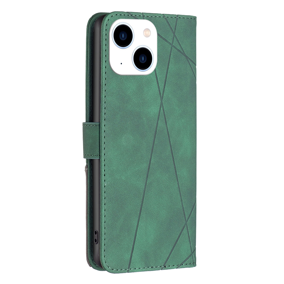 Binfen Color BF05 For iPhone 15 Imprinted Pattern Wallet Moblie Phone Case Stand PU Leather Cover - Green