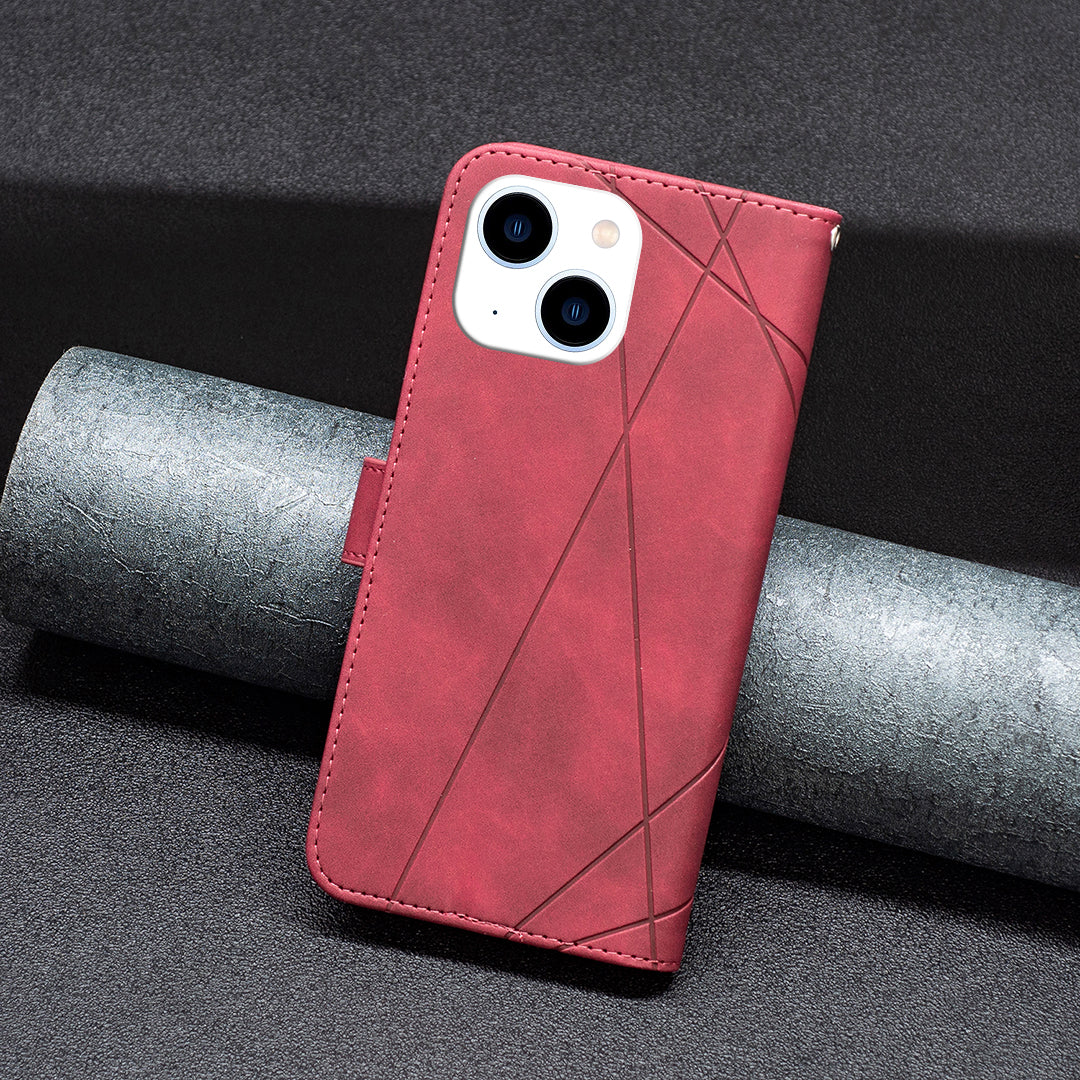 Binfen Color BF05 For iPhone 15 Imprinted Pattern Wallet Moblie Phone Case Stand PU Leather Cover - Red
