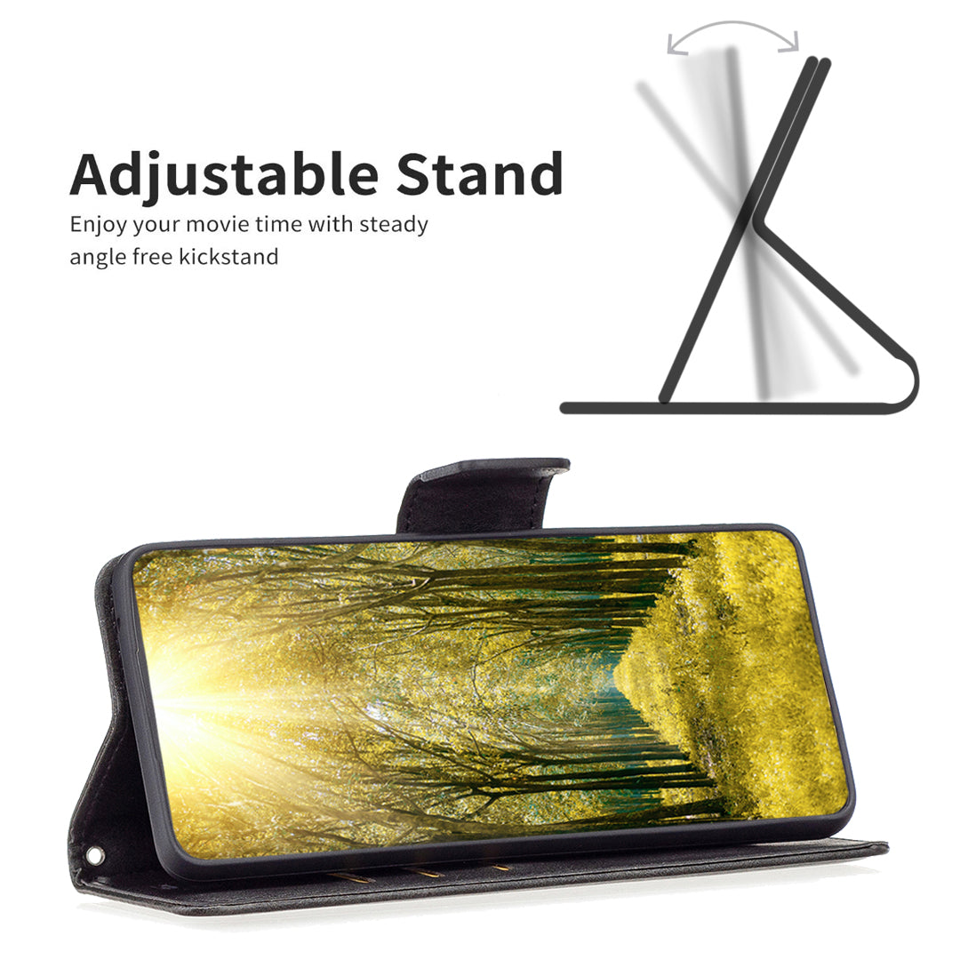 Uniqkart for iPhone 15 Pro Solid Color Phone Stand Case Shockproof Fine Textured PU Leather Wallet Cover - Black
