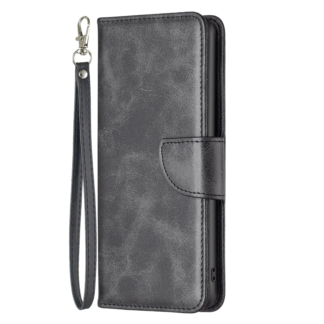 Uniqkart for iPhone 15 Pro Solid Color Phone Stand Case Shockproof Fine Textured PU Leather Wallet Cover - Black